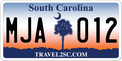 SC license plate MJA012
