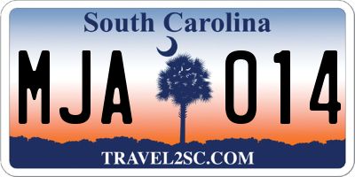 SC license plate MJA014