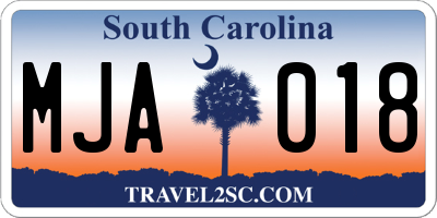 SC license plate MJA018
