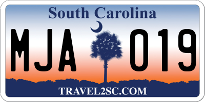 SC license plate MJA019