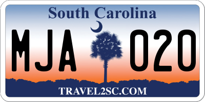 SC license plate MJA020