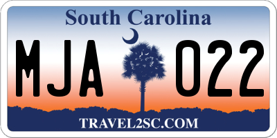SC license plate MJA022