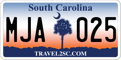 SC license plate MJA025