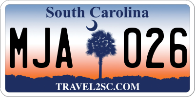 SC license plate MJA026