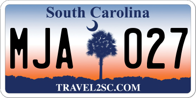 SC license plate MJA027