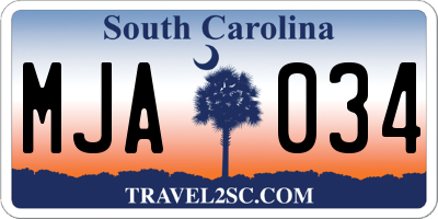 SC license plate MJA034