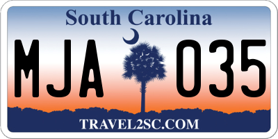 SC license plate MJA035