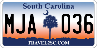SC license plate MJA036