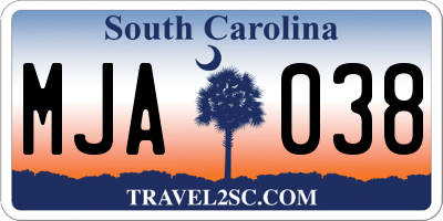 SC license plate MJA038