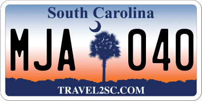 SC license plate MJA040