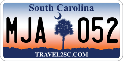 SC license plate MJA052