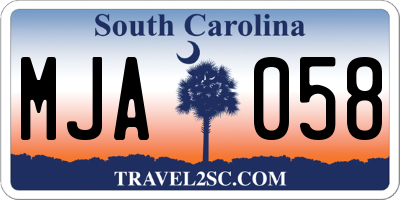 SC license plate MJA058