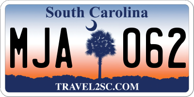 SC license plate MJA062