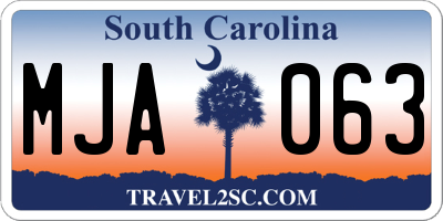 SC license plate MJA063