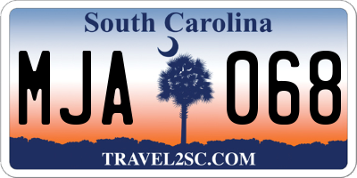 SC license plate MJA068