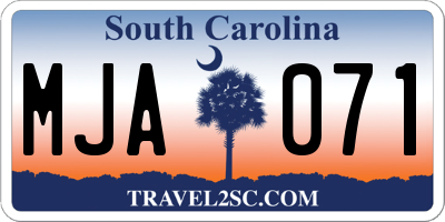 SC license plate MJA071