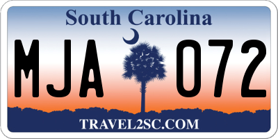 SC license plate MJA072