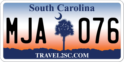 SC license plate MJA076