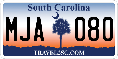 SC license plate MJA080