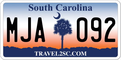 SC license plate MJA092