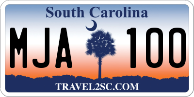 SC license plate MJA100