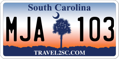 SC license plate MJA103
