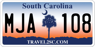 SC license plate MJA108
