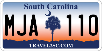 SC license plate MJA110