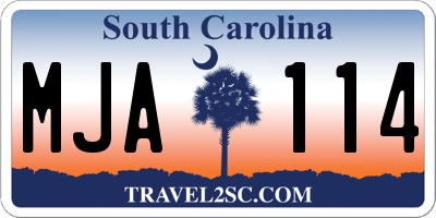SC license plate MJA114