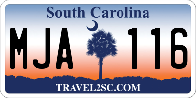 SC license plate MJA116