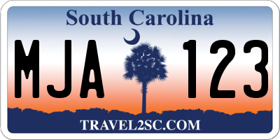 SC license plate MJA123