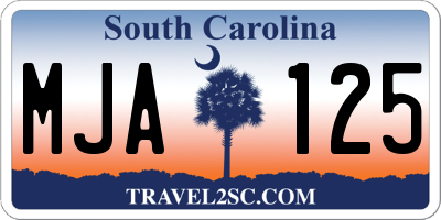 SC license plate MJA125