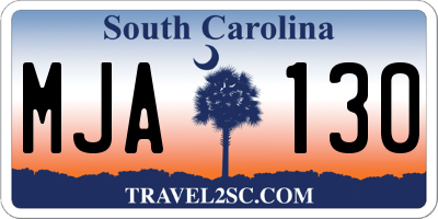 SC license plate MJA130