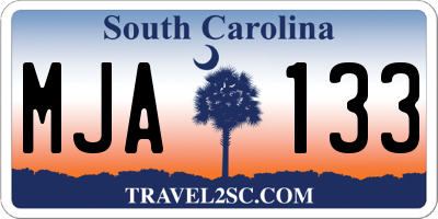 SC license plate MJA133