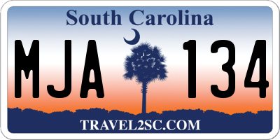 SC license plate MJA134