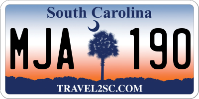 SC license plate MJA190
