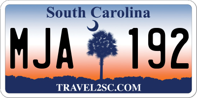SC license plate MJA192