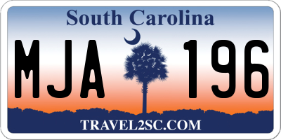 SC license plate MJA196