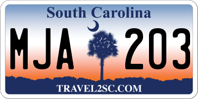 SC license plate MJA203