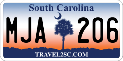 SC license plate MJA206