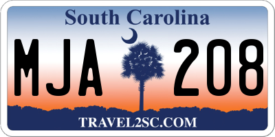 SC license plate MJA208