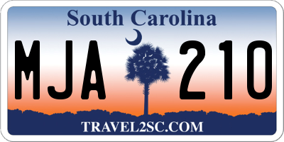 SC license plate MJA210
