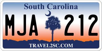 SC license plate MJA212