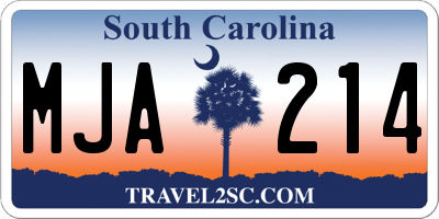 SC license plate MJA214
