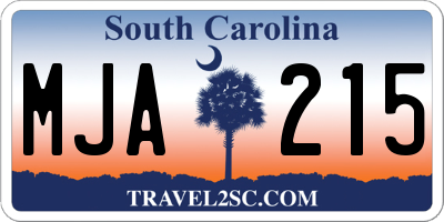 SC license plate MJA215