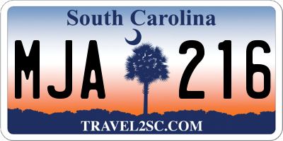 SC license plate MJA216