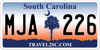 SC license plate MJA226