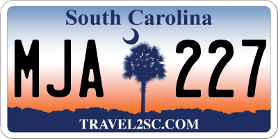 SC license plate MJA227