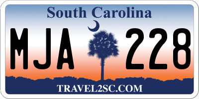 SC license plate MJA228