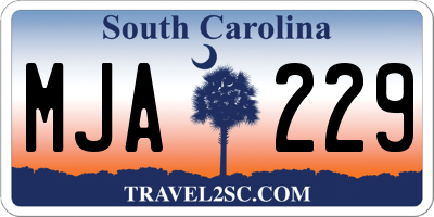 SC license plate MJA229